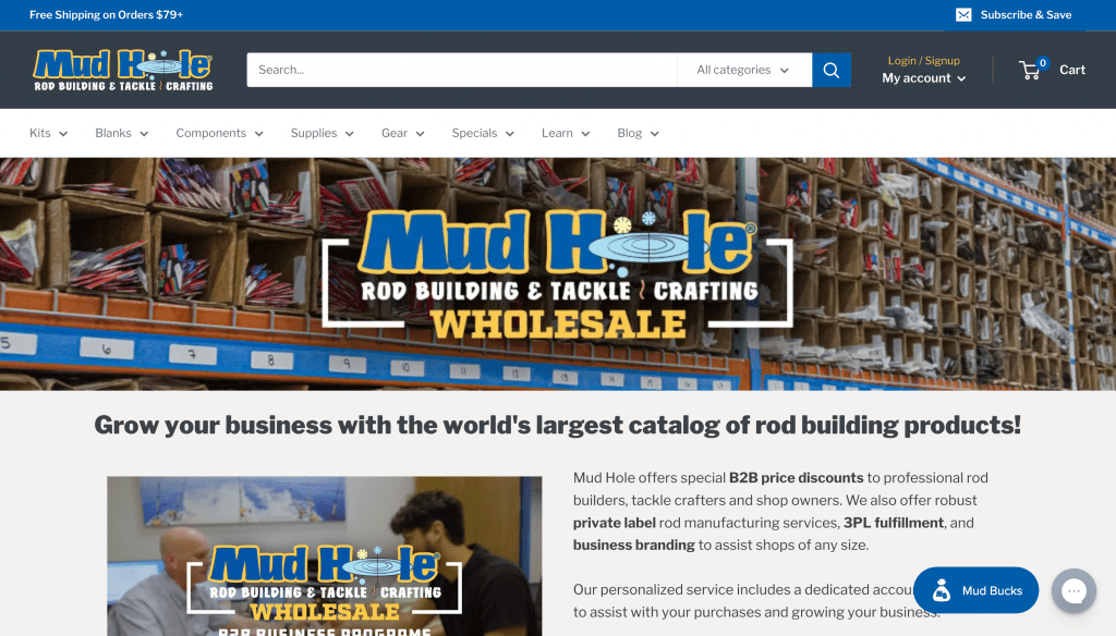 screenshot of mudhole wholesale section