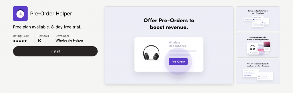 pre order helper - Shopify pre order app