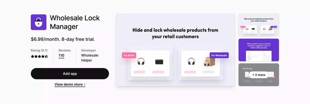 Shopify security tools - Wholesale lock manager