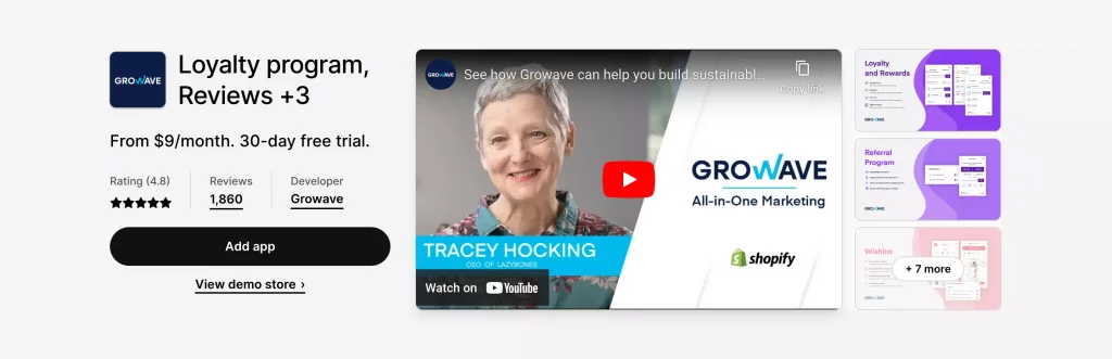 Growave loyalty app for Shopify