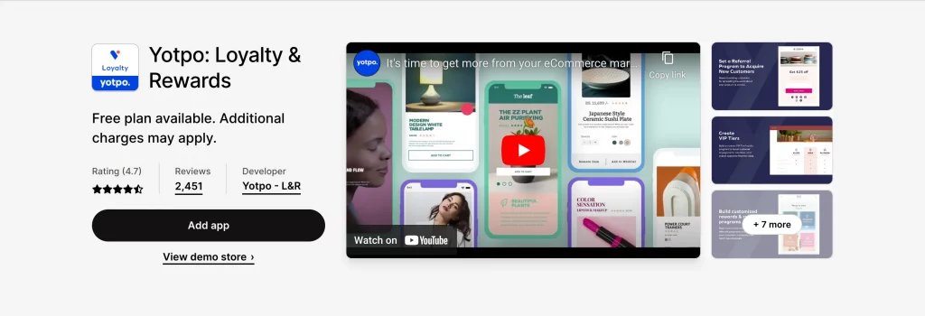 Yotpo rewards app for Shopify
