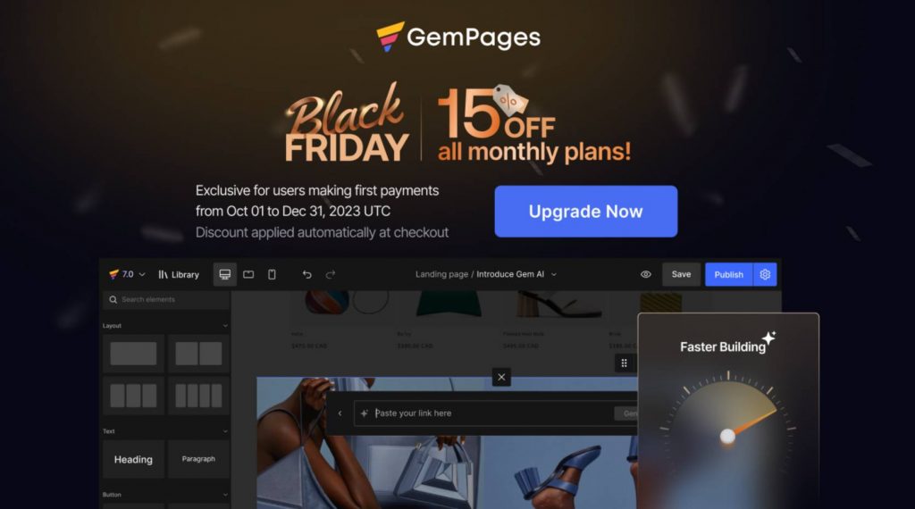 Create a landing page for Shopify Black Friday