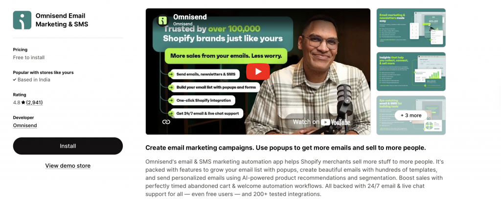 omnisend app for forms in shopify