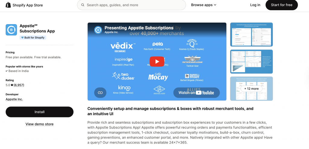 Appstle Shopify subscription app screenshot