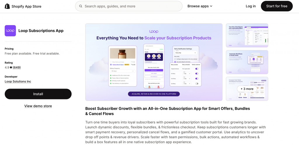 Loop subscription - Shopify subscription app