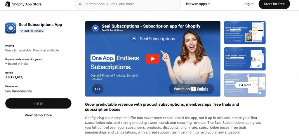 Seal Subscriptions App