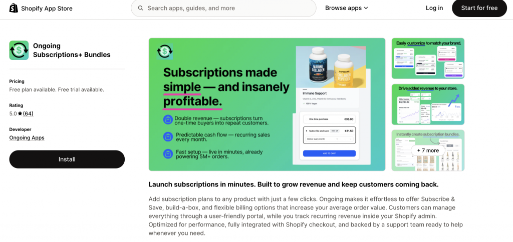 Ongoing subscriptions + Bundles - Shopify subscription appsa