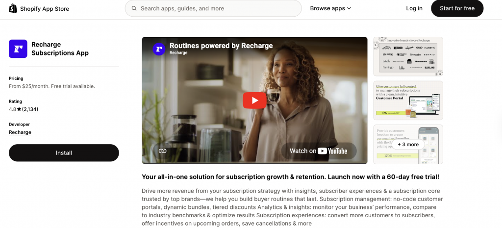Recharge subscriptions - Shopify subscription apps