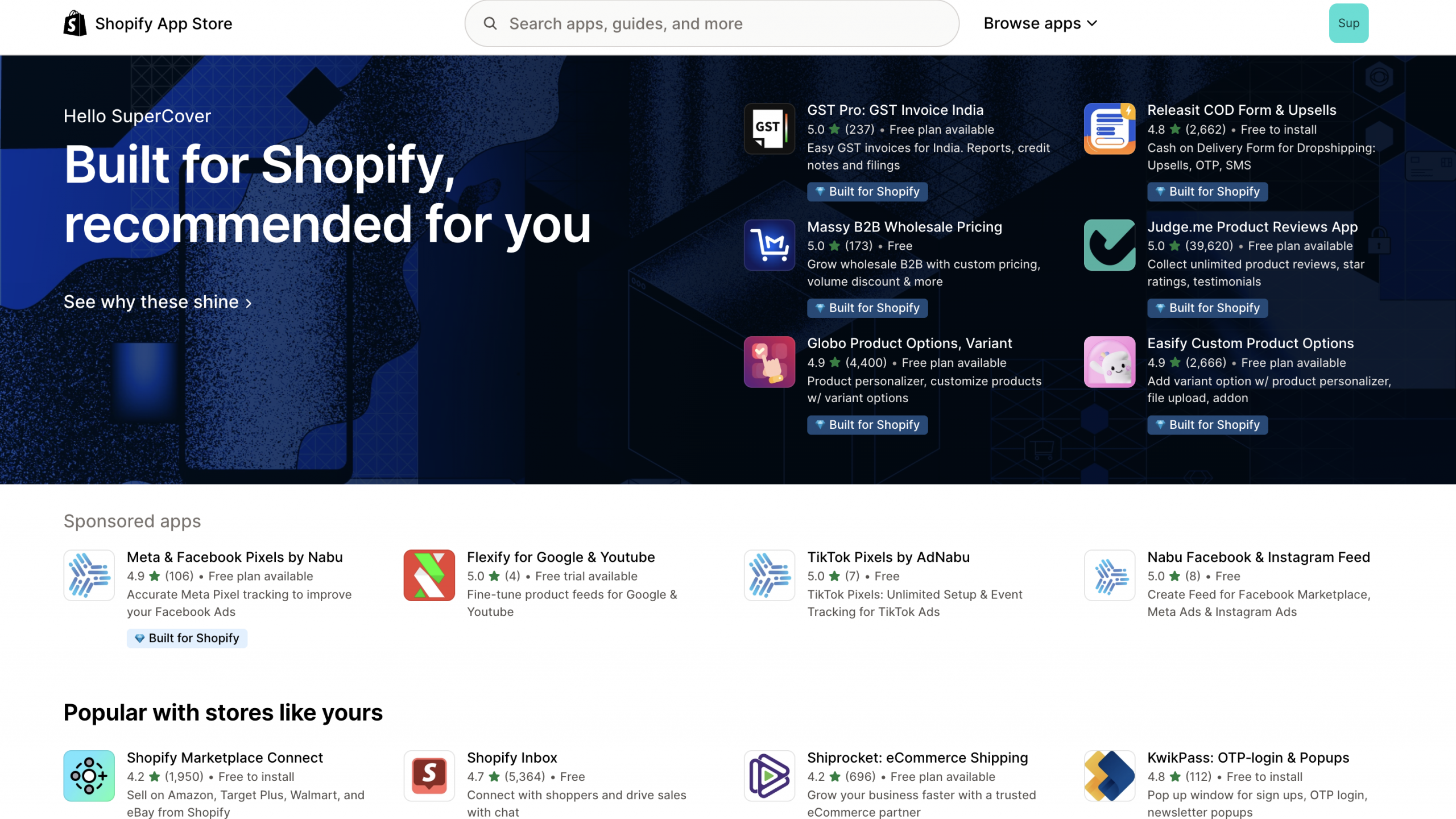 depiction of shopify's large app store