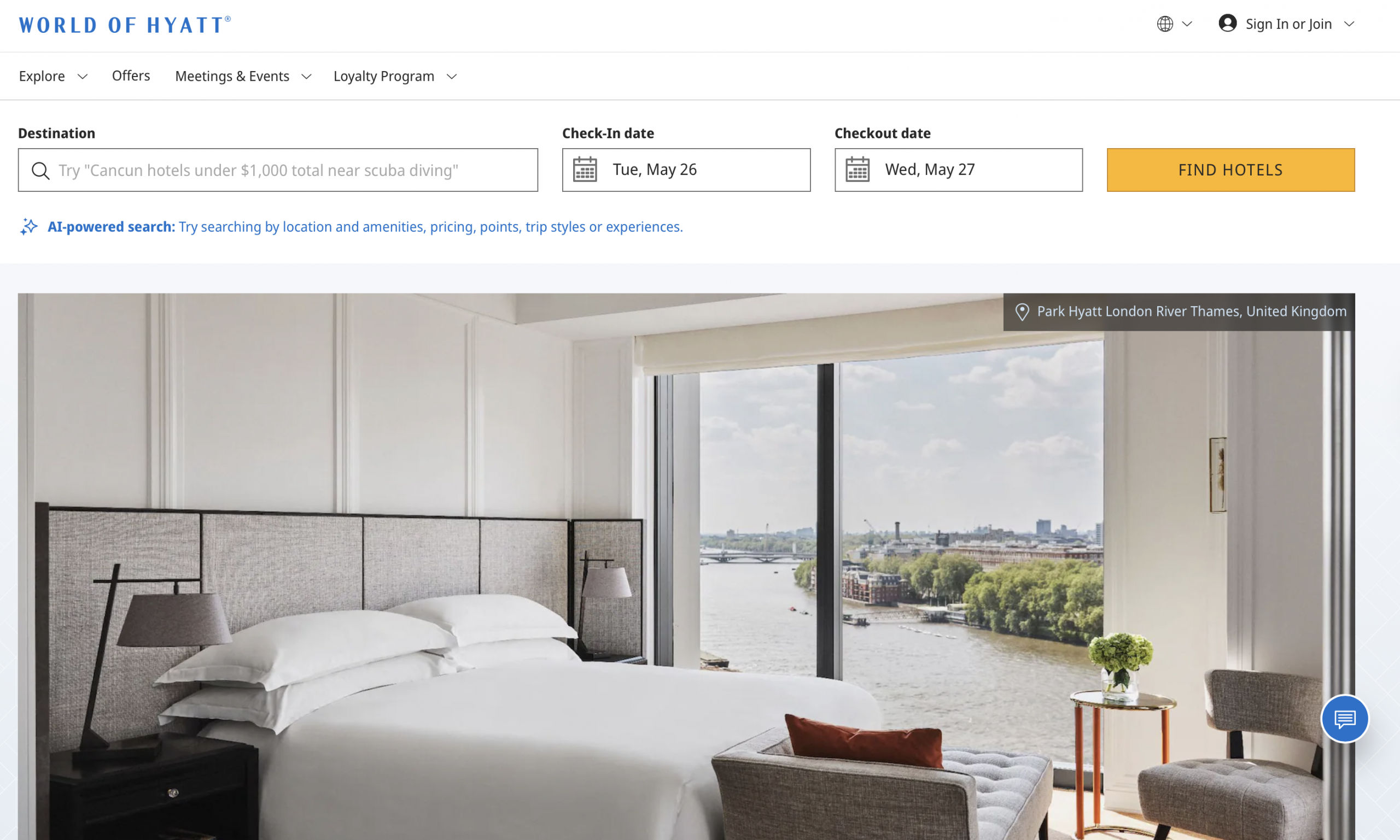 hyatt hotel shopify website