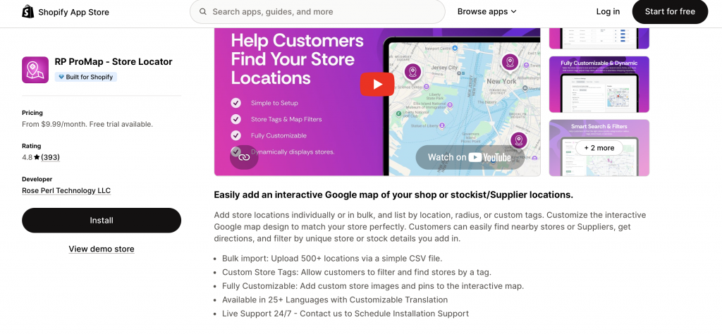 RP ProMap ‑ Store Locator - shopify store locator apps