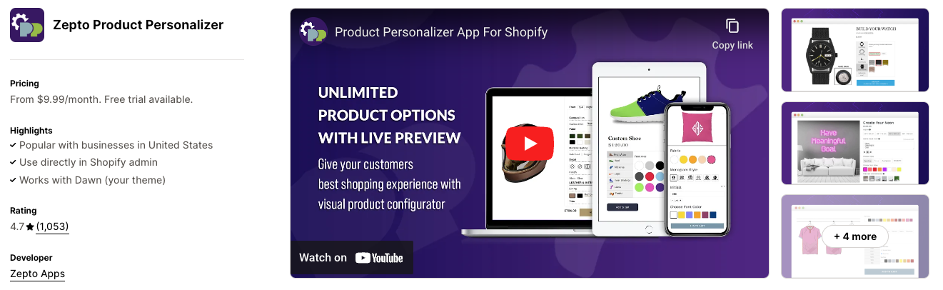 Zepto Product Personalizer