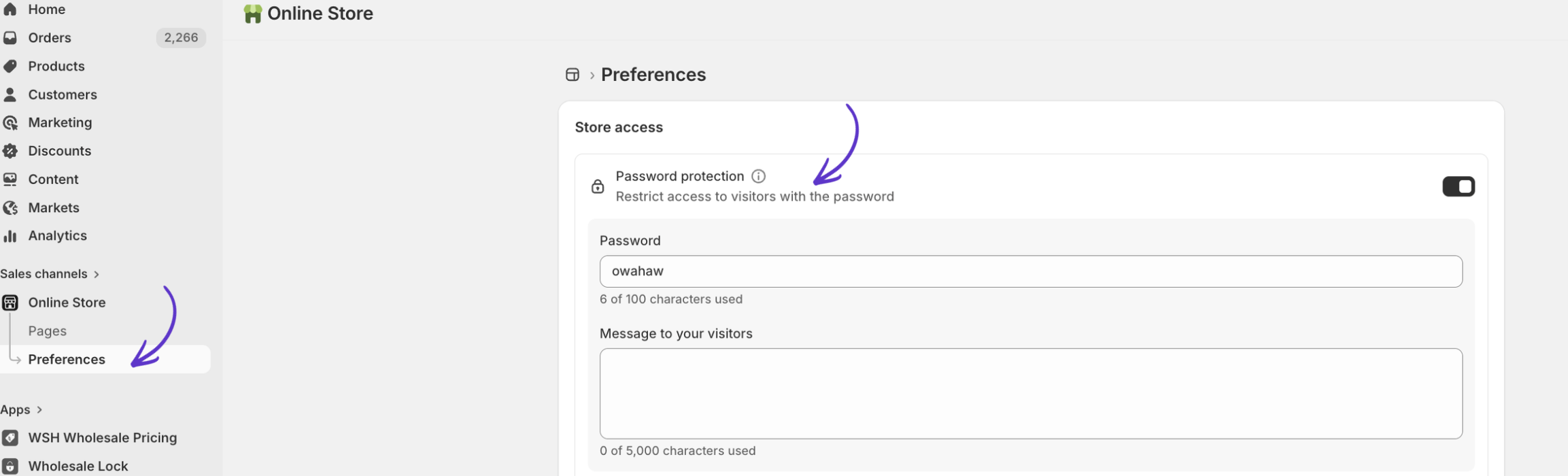 password protecting entire store