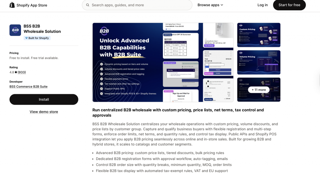 BSS B2B Wholesale Solution shopify wholesale app