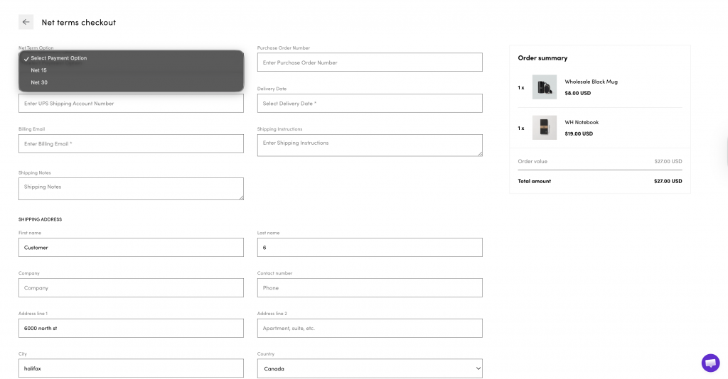 Net terms checkout on your b2b wholesale product using the wholesale pricing discount b2b app
