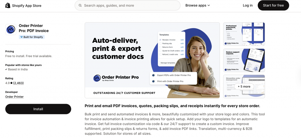 Order Printer Pro - -Shopify Invoice App