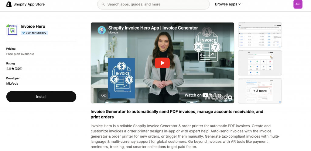 Invoice Hero - Shopify Invoice Apps