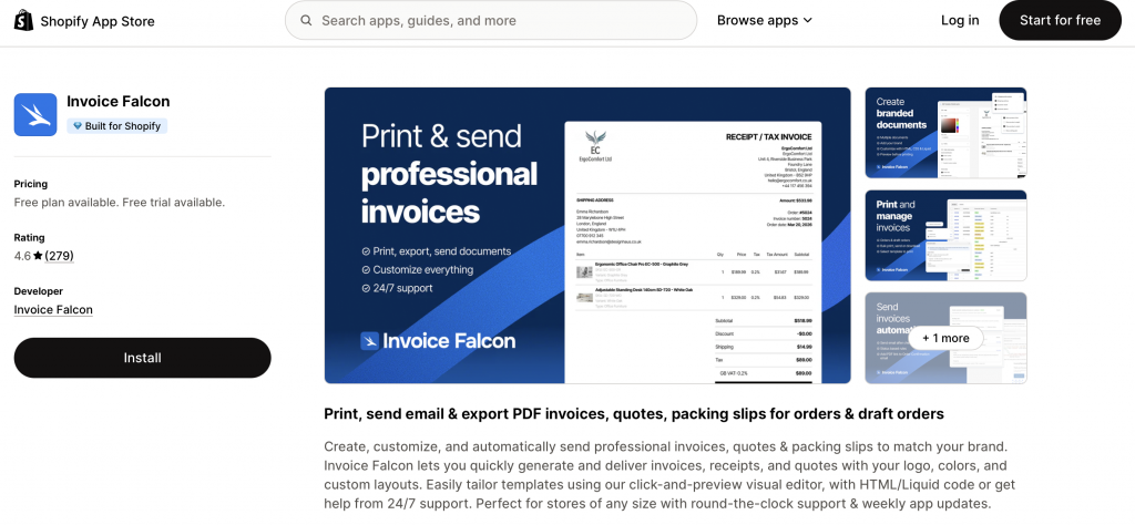 Invoice Falcon - Shopicy Invoice Apps