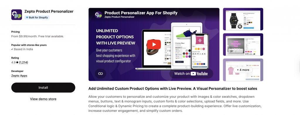 Zepto Product Personalizer