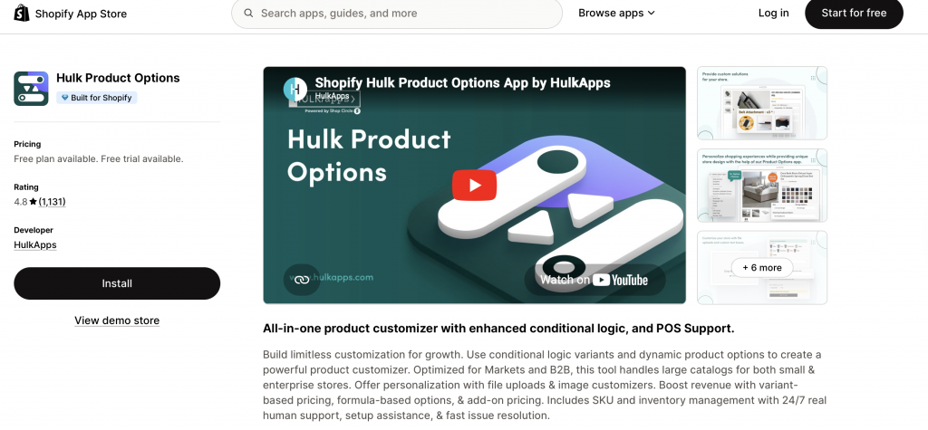 Hulk Product Options App