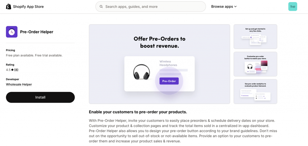 pre order helper app on the shopify app store to take pre orders on shopfiy
