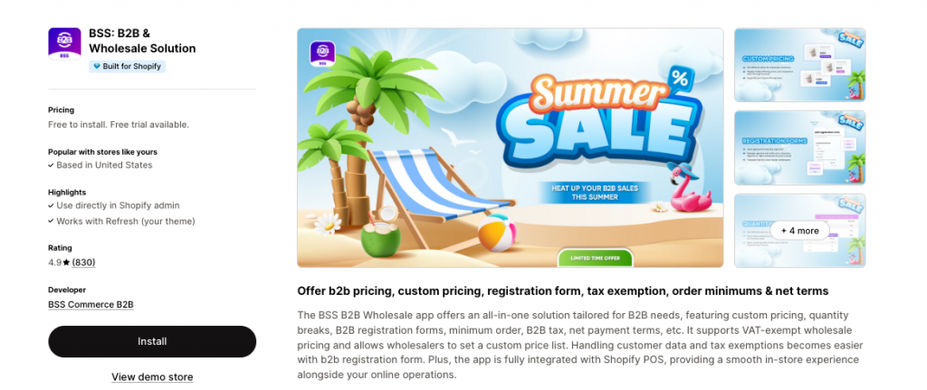 Bss: B2B & wholesale solution on Shopify App Store