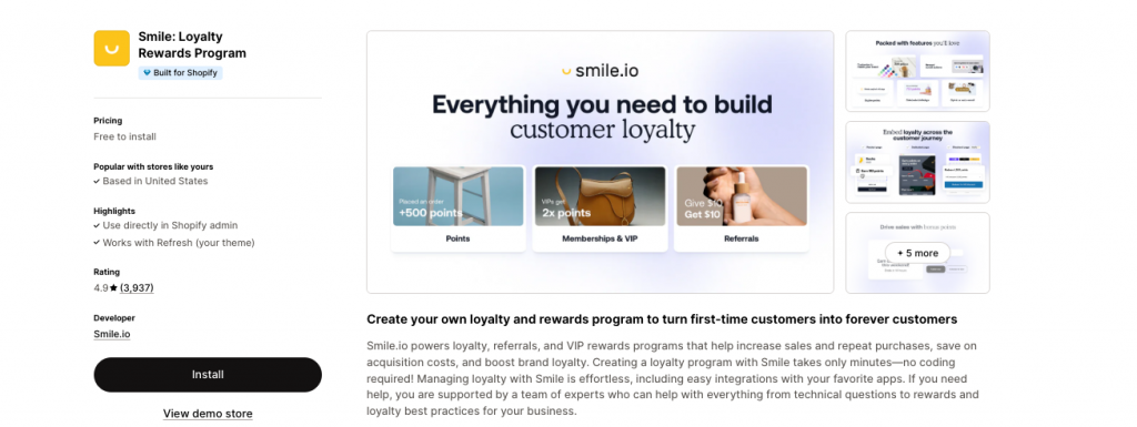 Smile - Shopify loyalty apps