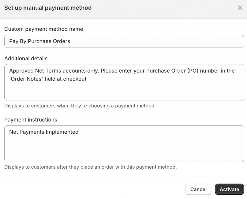 purchase orders in shopify implementation steps