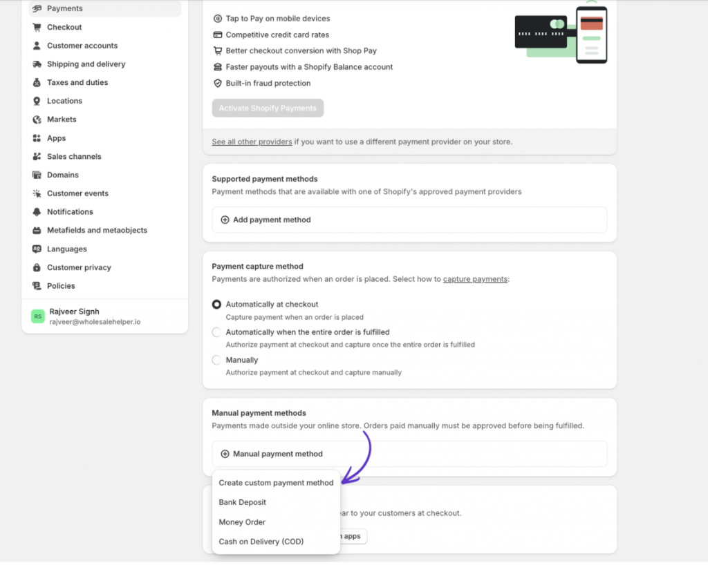 manually creating purchase orders in shopify