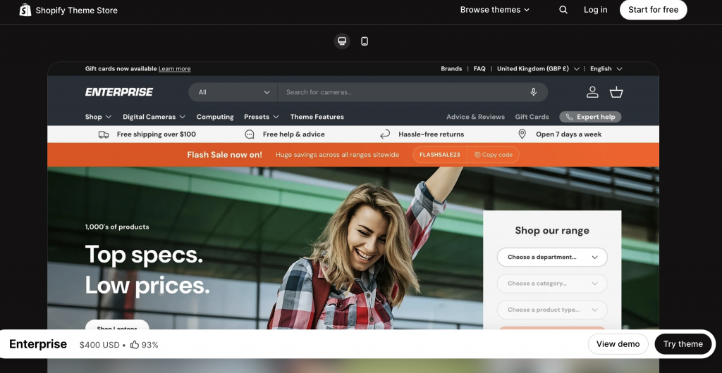 Best Shopify B2B themes #3 Enterprise