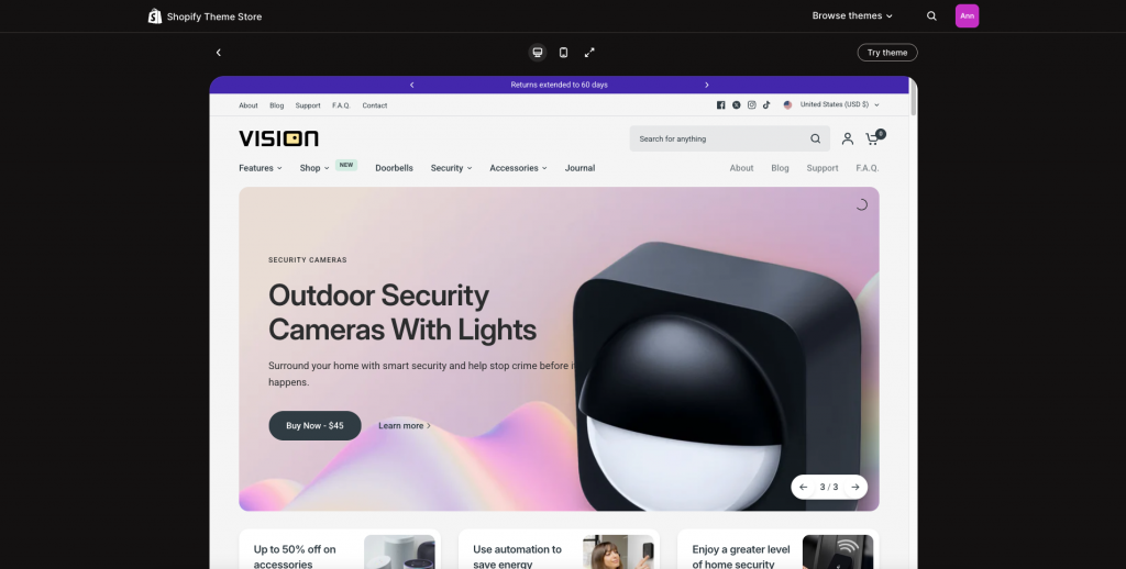 Best Shopify B2B themes #4 Vision
