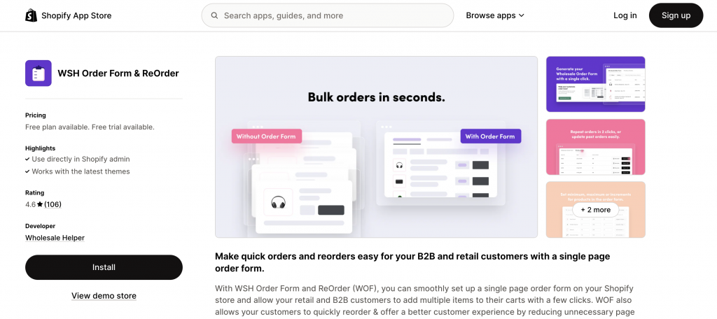 WSH Order Form & ReOrder for Wholesale Pricing for Home and Living Stores