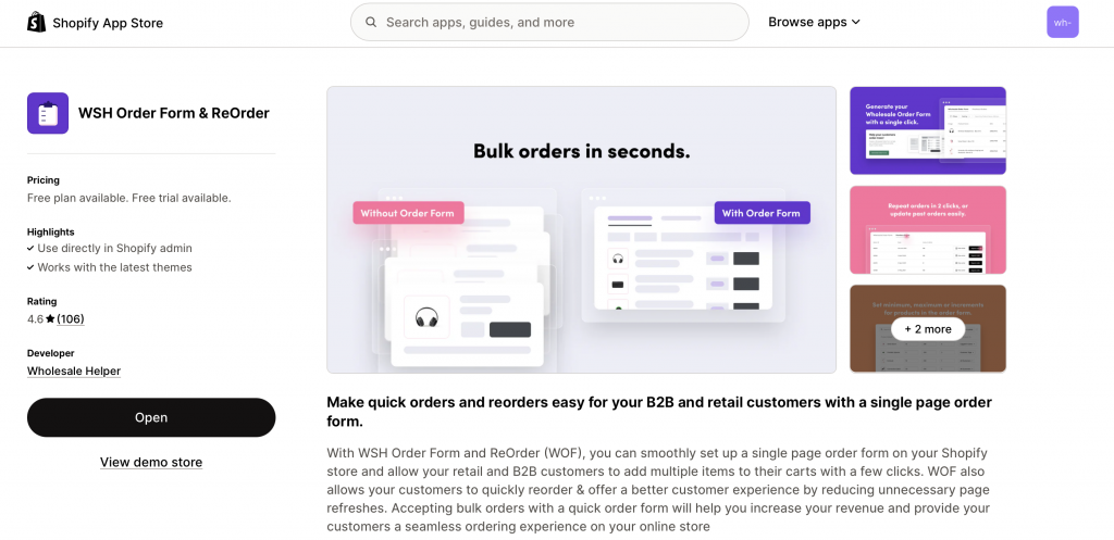 wsh order form & reorder app for Wholesale Pricing for Coffee and F&B Business
