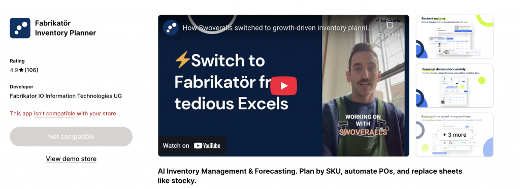 Fabrikatör Inventory Planner tool for inventory management