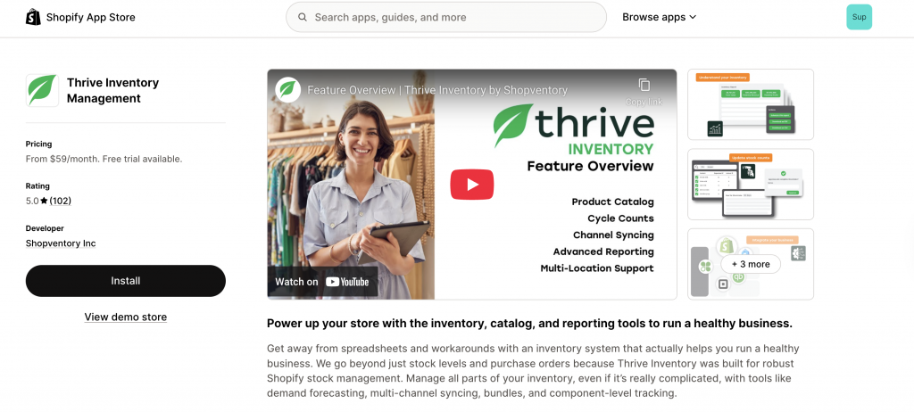 thrive shopify app to manage wholesale inventory on your shopify store