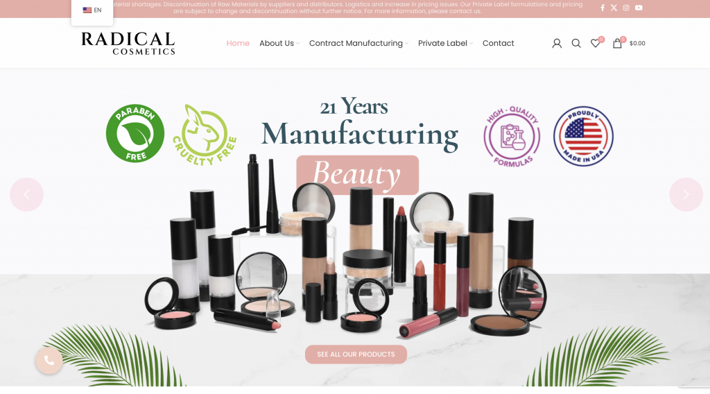 Radical Cosmetics (USA Private Label Makeup and Skincare Suppliers