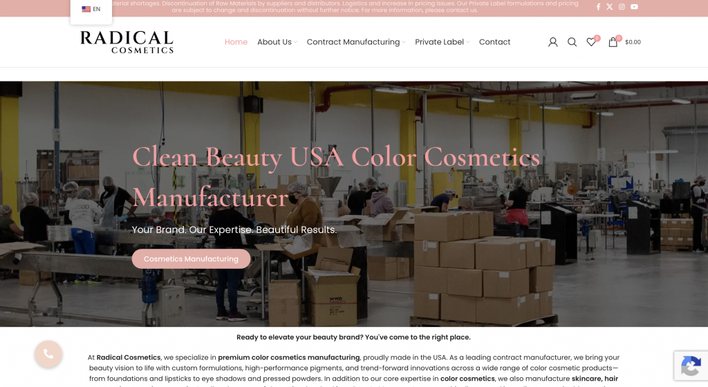 Radical Cosmetics (USA Private Label Makeup and Skincare Suppliers