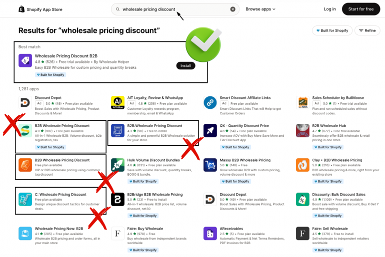 How to Identify the Official Wholesale Pricing Discount B2B App
