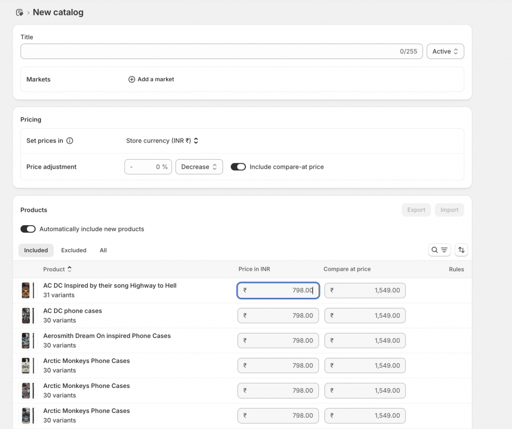 setting up the b2b catalogue in shopify