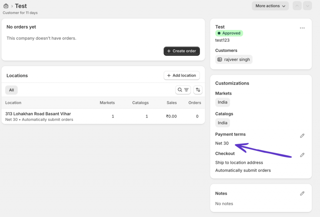 net payment terms  setting up B2B catalogue in Shopify