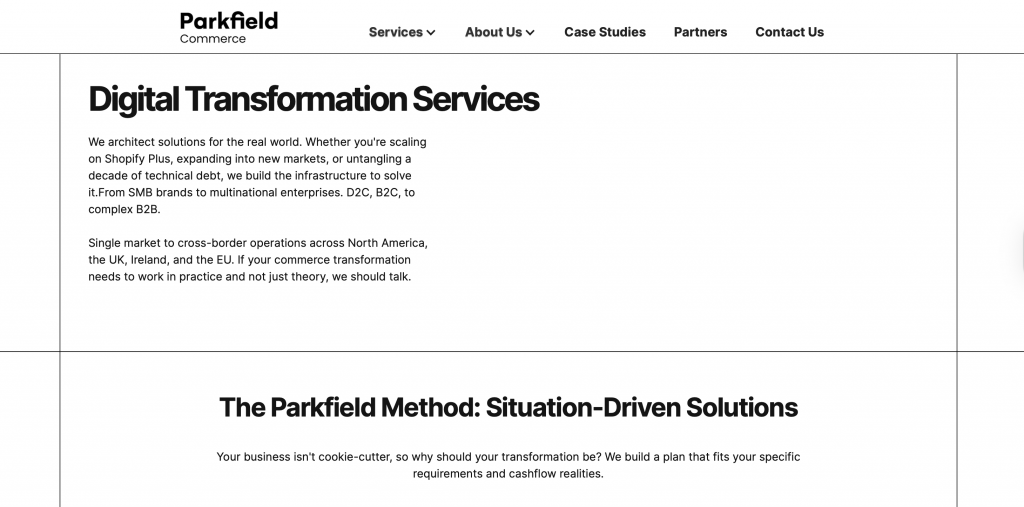 parkfiled commerce shopify development agencies